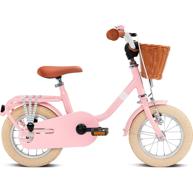 Puky Steel Classic cykel m. håndbremse og cykelkurv, 12" - rose - Lirum Larum Leg