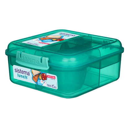 Sistema Bento Cube madkasse m 5 rum og en beholder, 1.25L - Teal