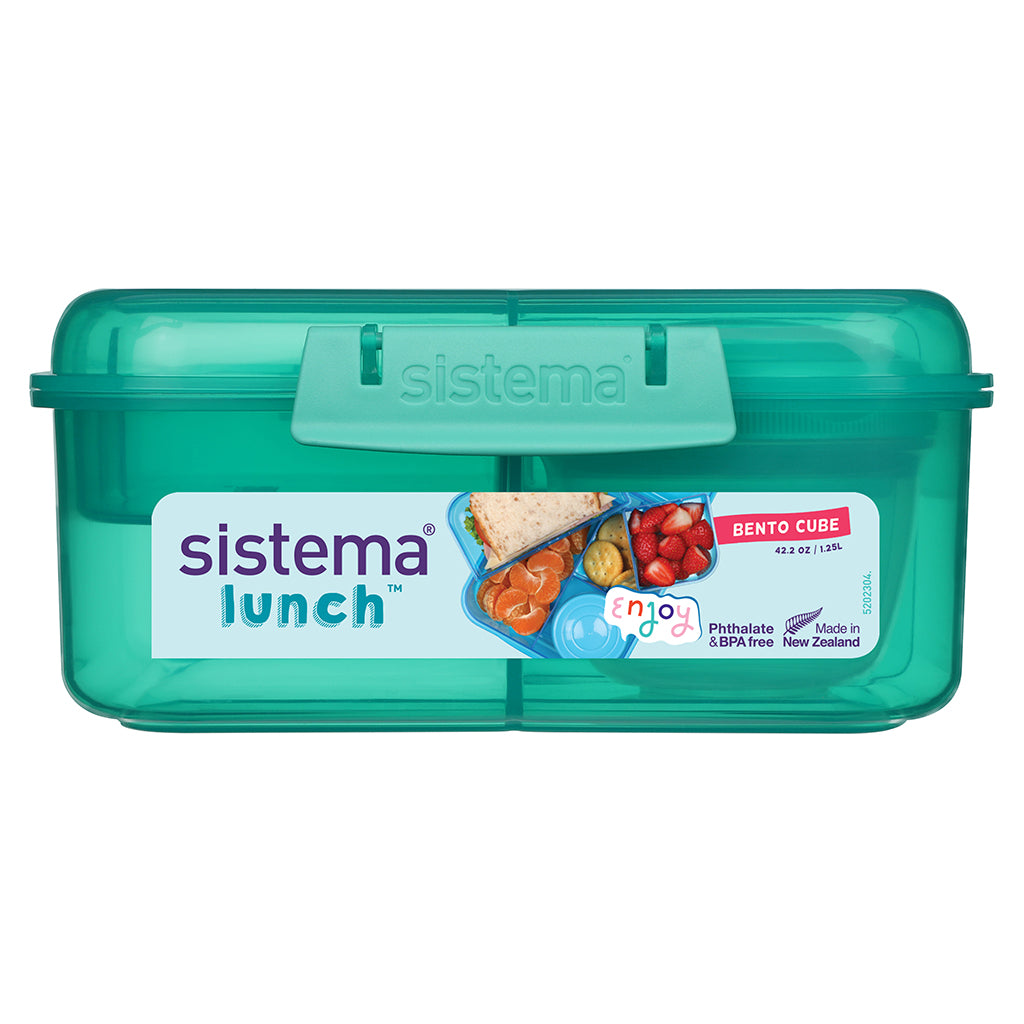 Sistema Bento Cube madkasse m 5 rum og en beholder, 1.25L - Teal