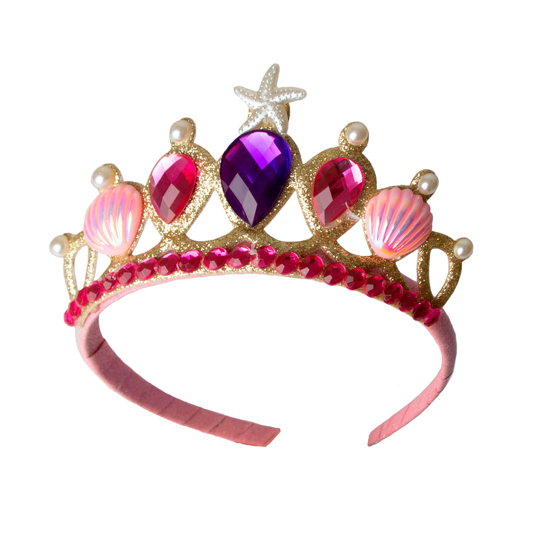 Great Pretenders udklædningstøj, Havfrue skørt og diadem i pink - Str. 4-6 år