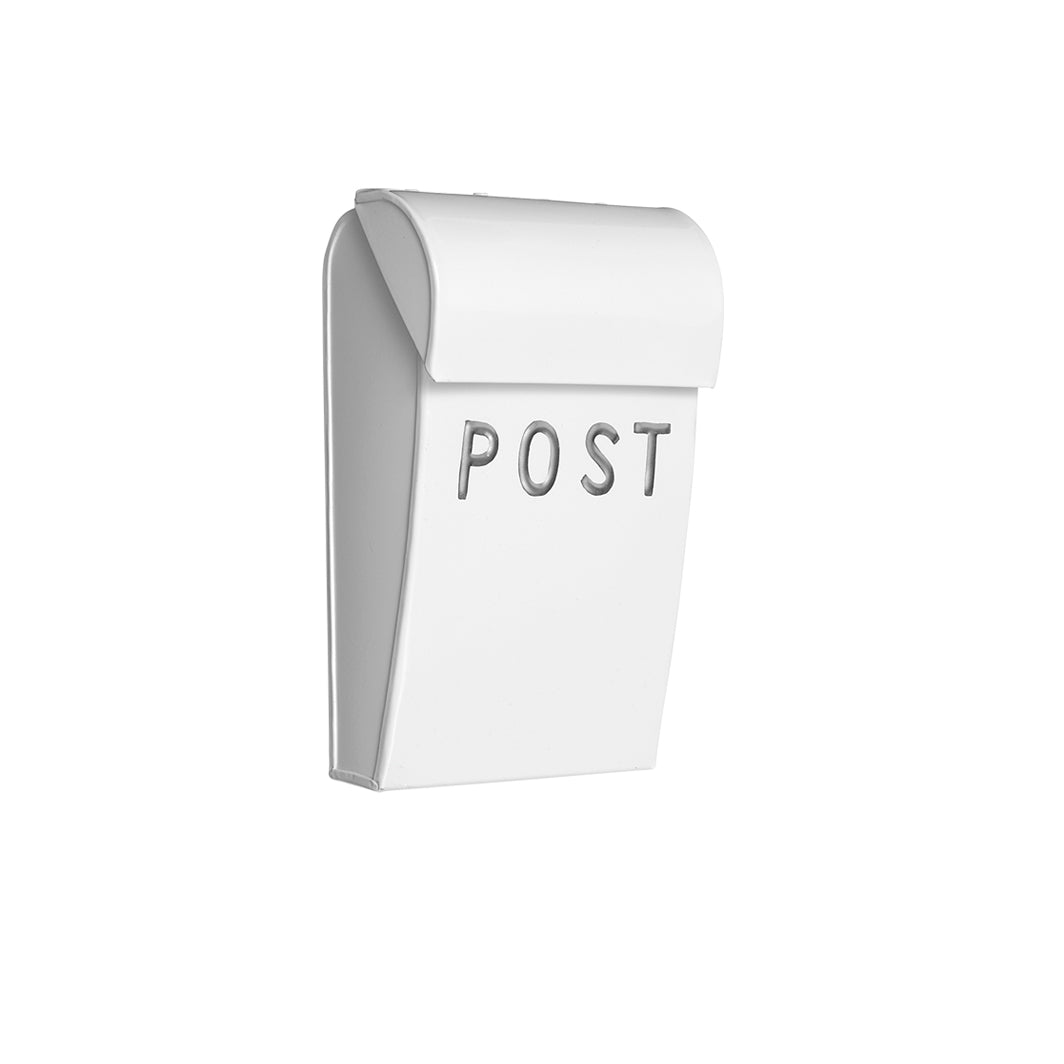 Bruka Design postkasse, Micro - Hvid m. sølv tekst