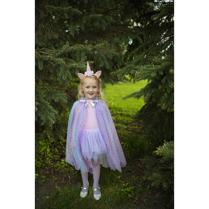 Great Pretenders dyrekostume, enhjørnings kappe og hårbøjle - str. 4-6 år