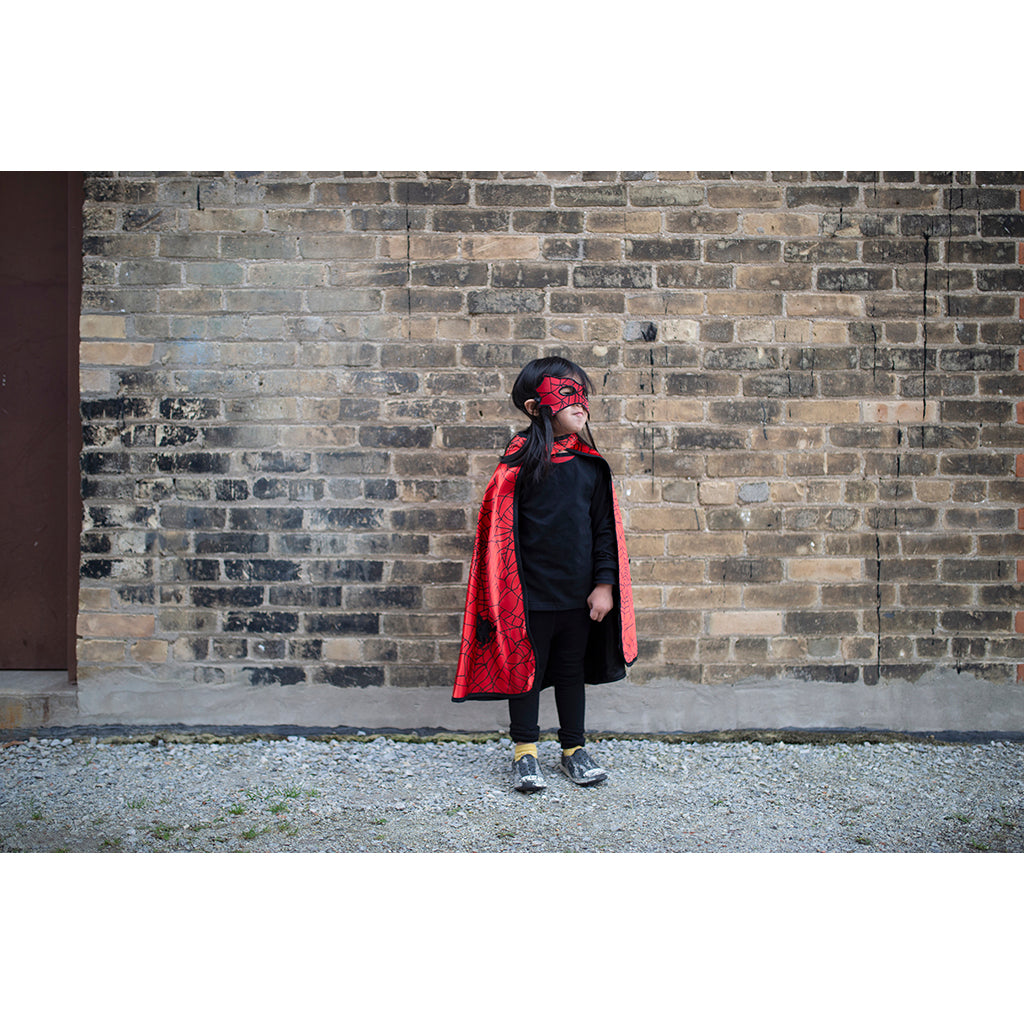 Great Pretenders udklædningstøj, vendbar kappe og maske, Spiderman /Batman - str. 4-6 år