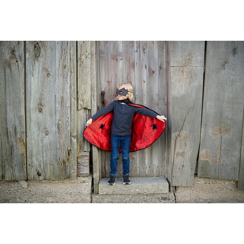 Great Pretenders udklædningstøj, vendbar kappe og maske, Spiderman /Batman - str. 4-6 år
