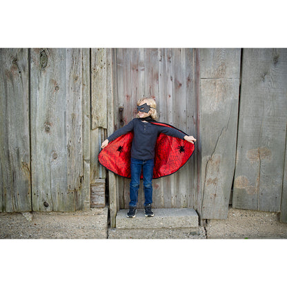 Great Pretenders udklædningstøj, vendbar kappe og maske, Spiderman /Batman - str. 4-6 år