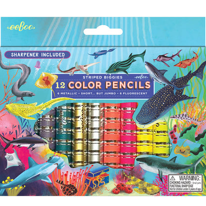 eeBoo 12 Dobbelte farveblyanter, Hajer