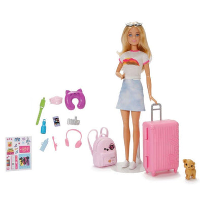 Barbie Travel dukke m. rejsetilbehør - Malibu