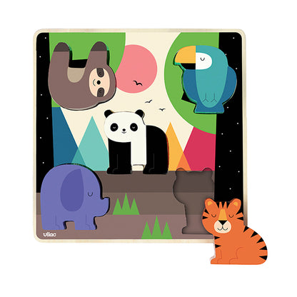 Vilac puslespil m. lyd, 5 brikker - Jungle af Andy Westface