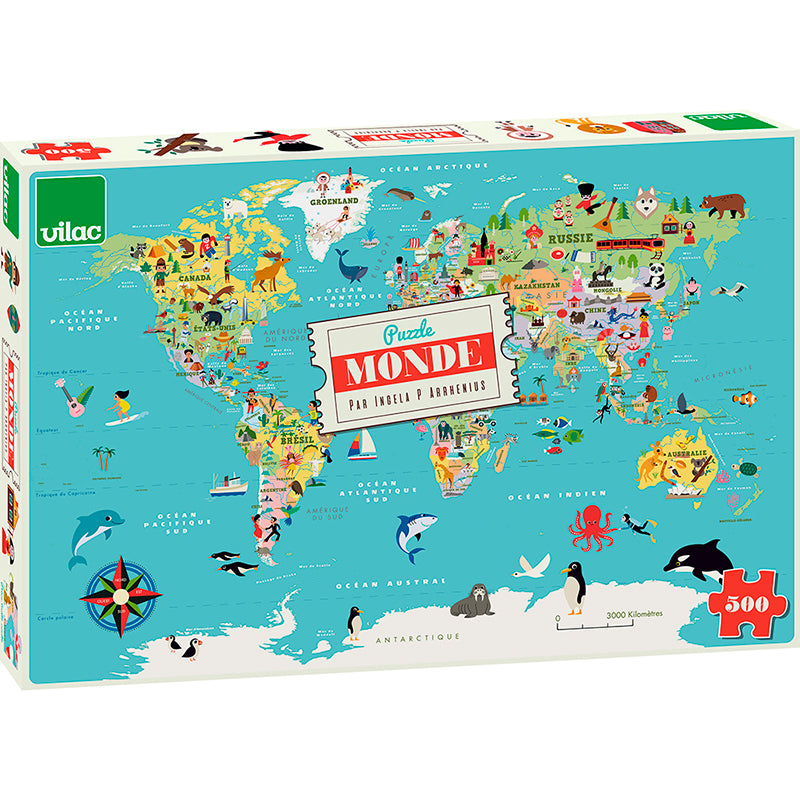 Vilac puslespil, Verden - 500 brikker