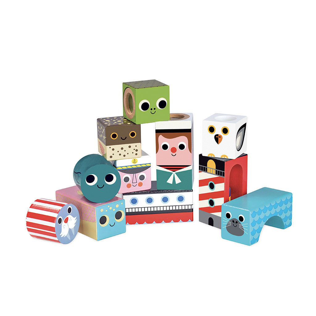 Vilac klodser i træ m. lyd - havet stablet