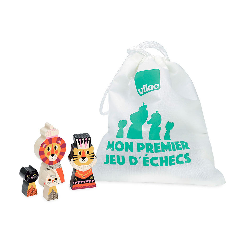 Vilac mit første skak spil med brikker i træ