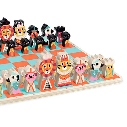 Vilac mit første skak spil, i træ flotte farver og mønstre