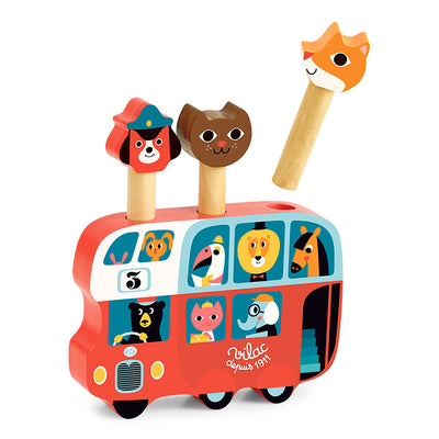 Vilac pop-up bus i træ - med dyr