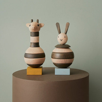 OYOY Babylegetøj, Stabletårn i træ - Nature/Dark