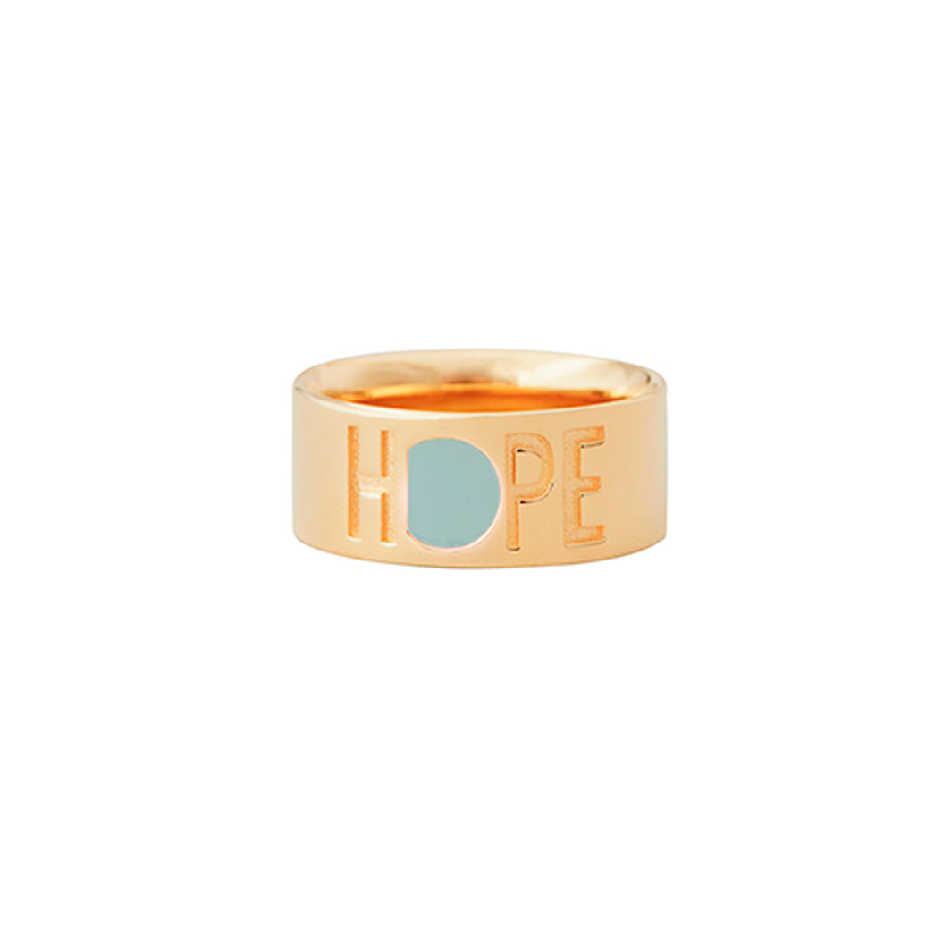 Design Letters Hope ring, guld - Soft green - str. 50-56