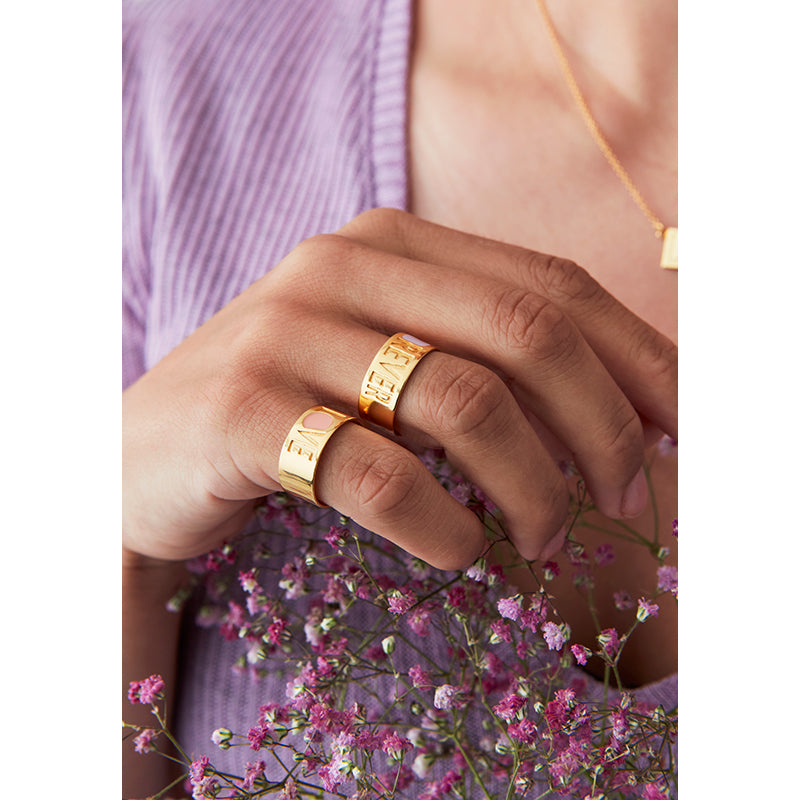 Design Letters Hope ring, guld - Soft green - str. 50-56