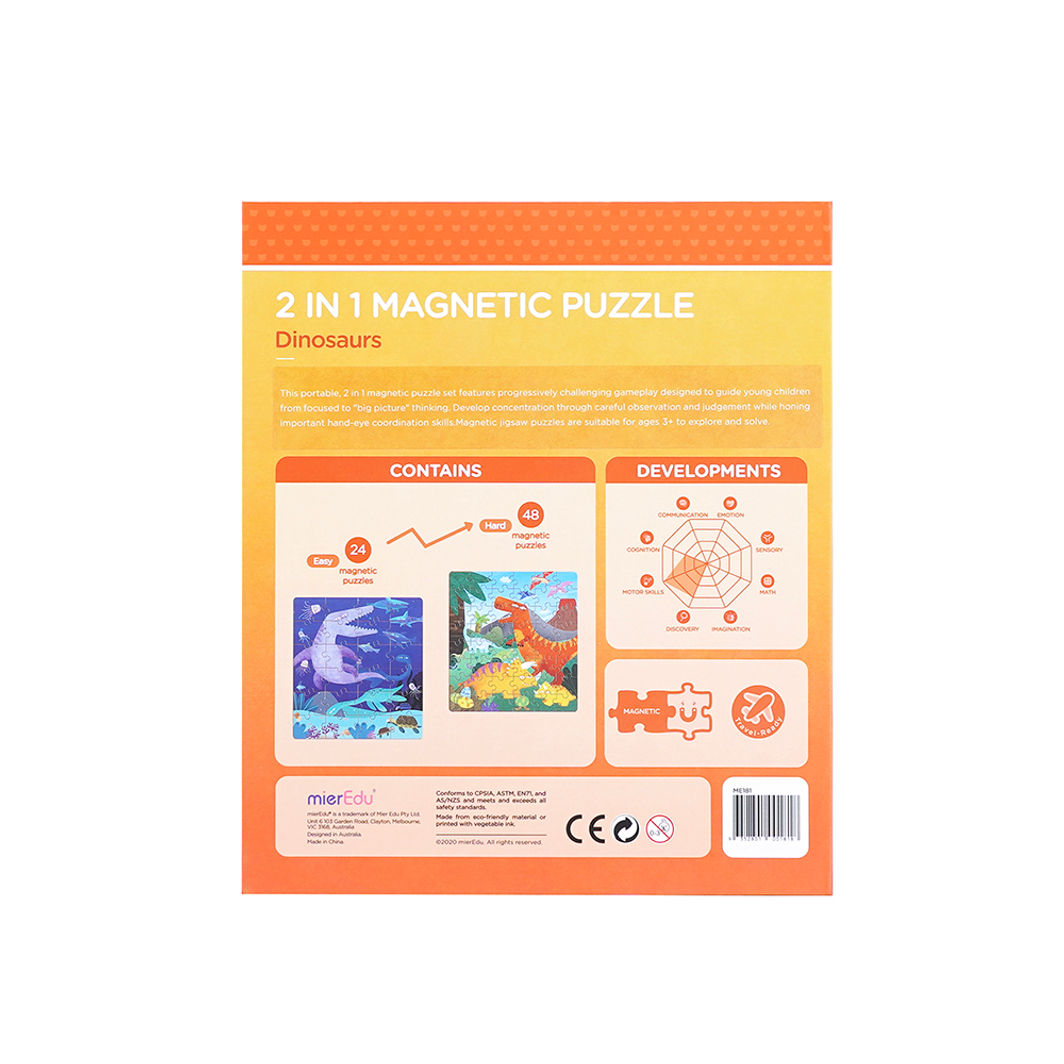 mierEdu, Magnetisk puslespil 24+48 brk - Dinosaurer