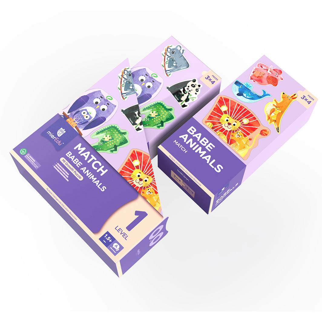 mierEdu, Puslespil 8x3 brk - Trin 1 - Dyreunge med forælder