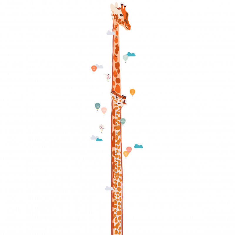 Mimi Lou wallsticker, højdemåler - Safari m. dansk tekst