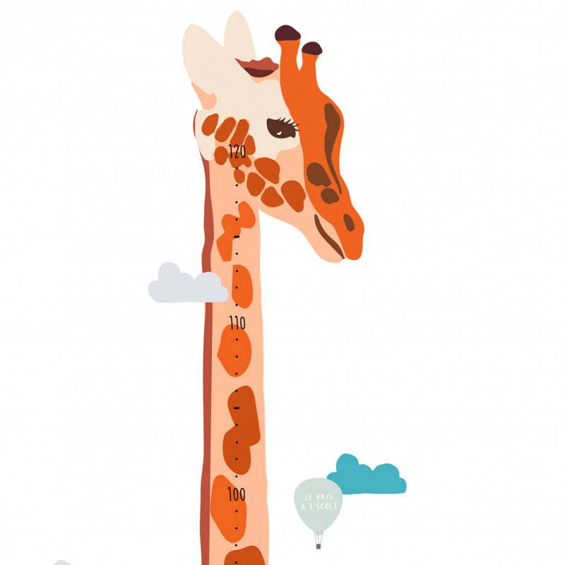 Mimi Lou wallsticker, højdemåler - Safari m. dansk tekst