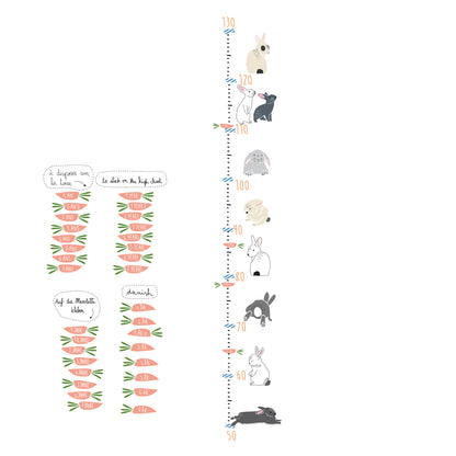 Mimi Lou wallsticker, højdemåler - Kaniner