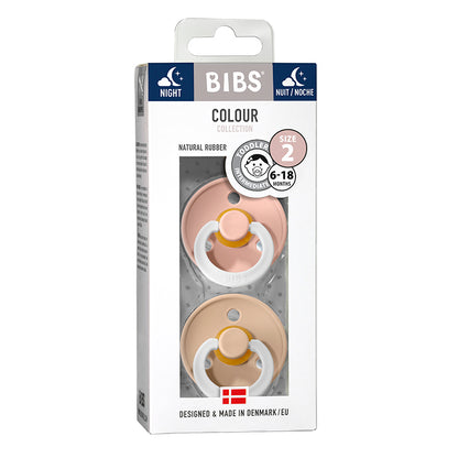 Bibs 2-pak, sutter i naturgummi, str. 2, Blush night/Vanilla Night - Glow in the dark