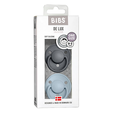 Bibs De Lux 2-pak, sut i silikone, str. one-size - Iron/Baby blue