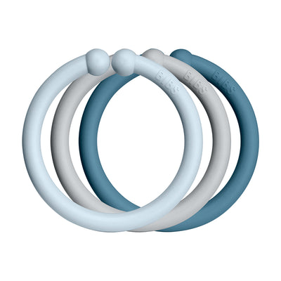 Bibs Loops, 12 stk. multi rings - Baby blue/Cloud/Petrol