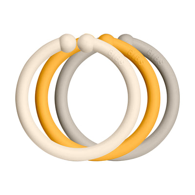 Bibs Loops, 12 stk. multi rings - Ivory/Honey bee/Sand