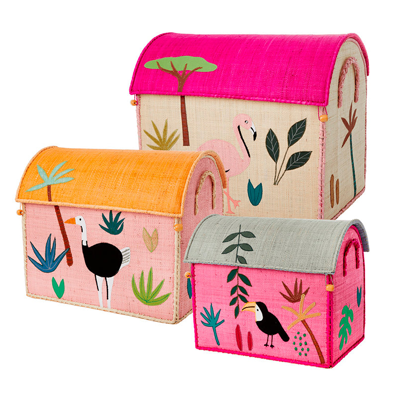 RICE Kurvehus til opbevaring, Jungle - Pink