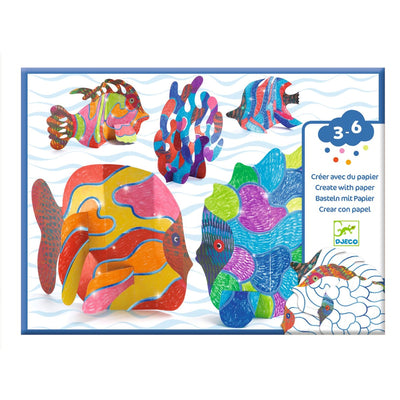Djeco Kreativ med papir, 3 store fisk DJ00095