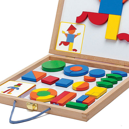 Djeco kuffert med geometriske figurer og magneter