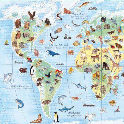 Djeco puslespil, verdens dyr puslespil - 100 brikker + bog