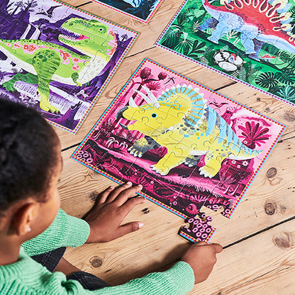 Eeboo 4 Puslespil, Dinosaurer, Lyser i mørke - Hver 36 brikker