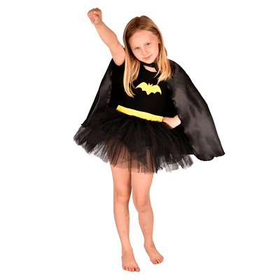 Den Goda Fen udklædning, Batgirl m kappe - str. 4-6 år