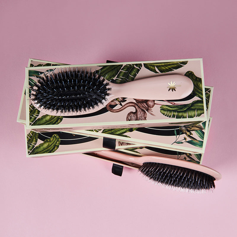 Fan Palm hårbørste, Blush - Medium blush pink glitter