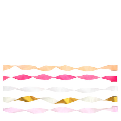 Meri Meri crepepapir på rulle, 5 farver - Pink