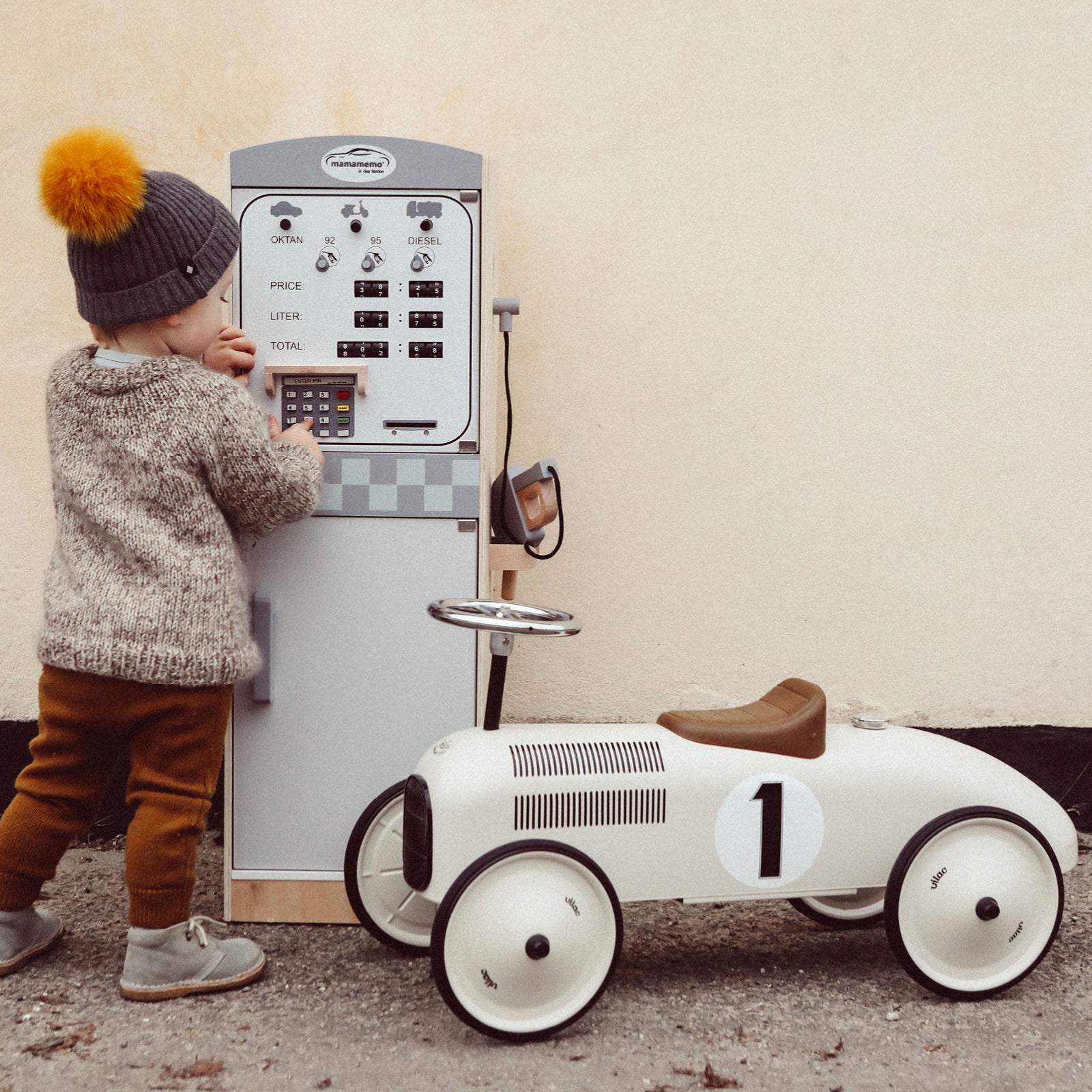 Vilac gåbil i metal, råhvid