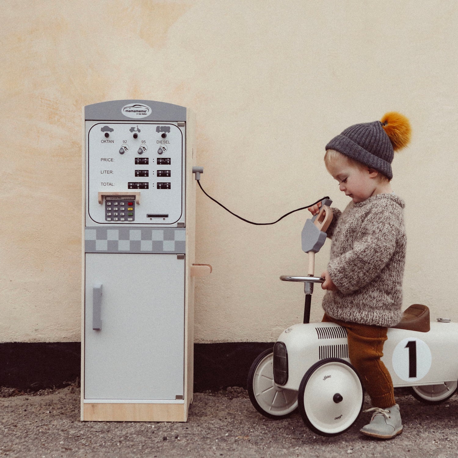 Vilac gåbil i metal, råhvid