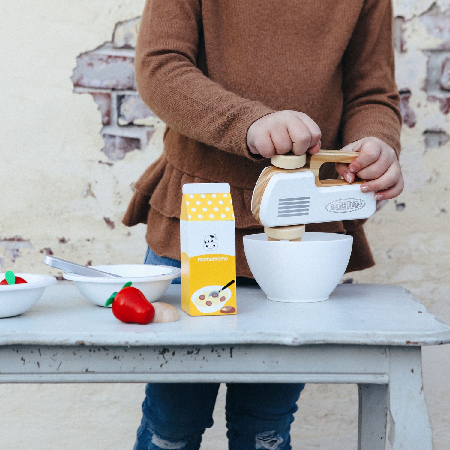 MaMaMeMo legemad i træ, Håndmixer - hvid