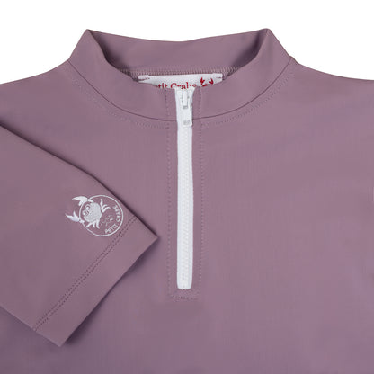 Petit Crabe UV badebluse m. lynlås og korte ærmer, Max, Heather - 1-10 år