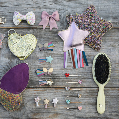 Fan Palm hårbørste, medium, Sunshine wet brush - Yellow glitter