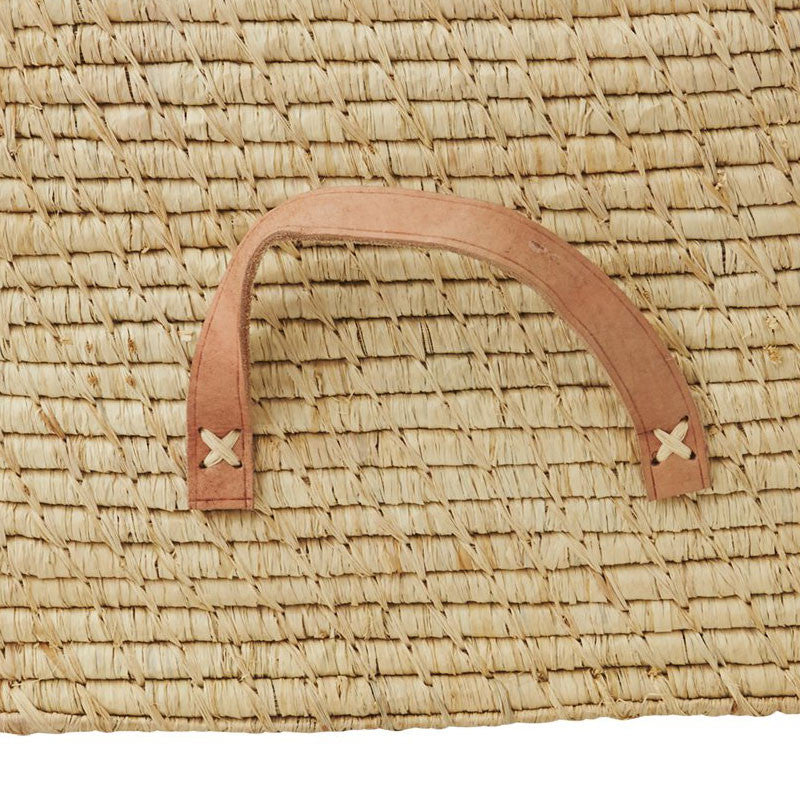 Rice kurv m læder hank, natur