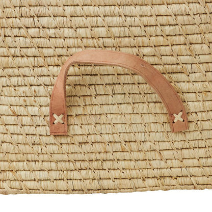 Rice kurv m læder hank, natur