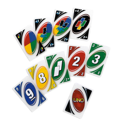 Uno kortspil vist med tal og farver