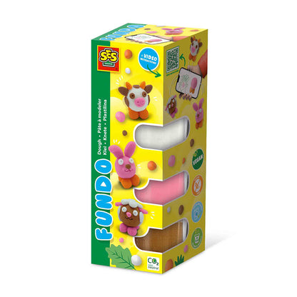 SES Creative Modellervoks, FunDo bondegårdsdyr 3x 90g + 1x 40g