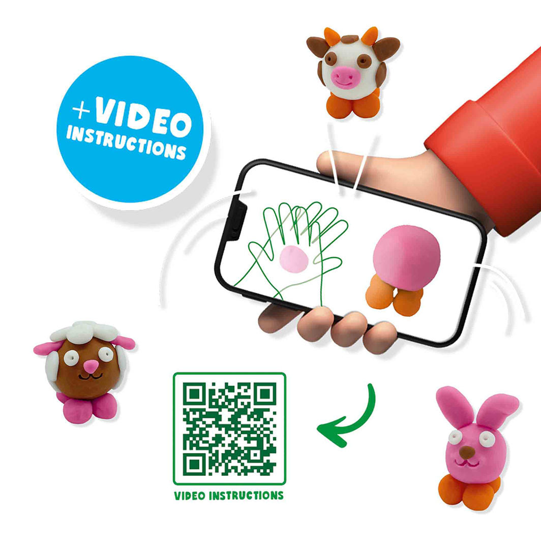 SES Creative Modellervoks, FunDo bondegårdsdyr 3x 90g + 1x 40g