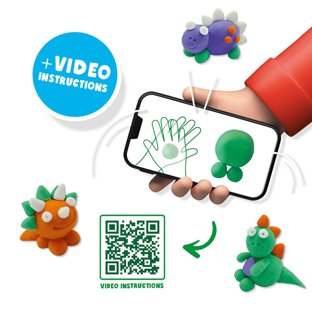 SES Creative Modellervoks, FunDo dinosaurer 3x90gr 1x40gr