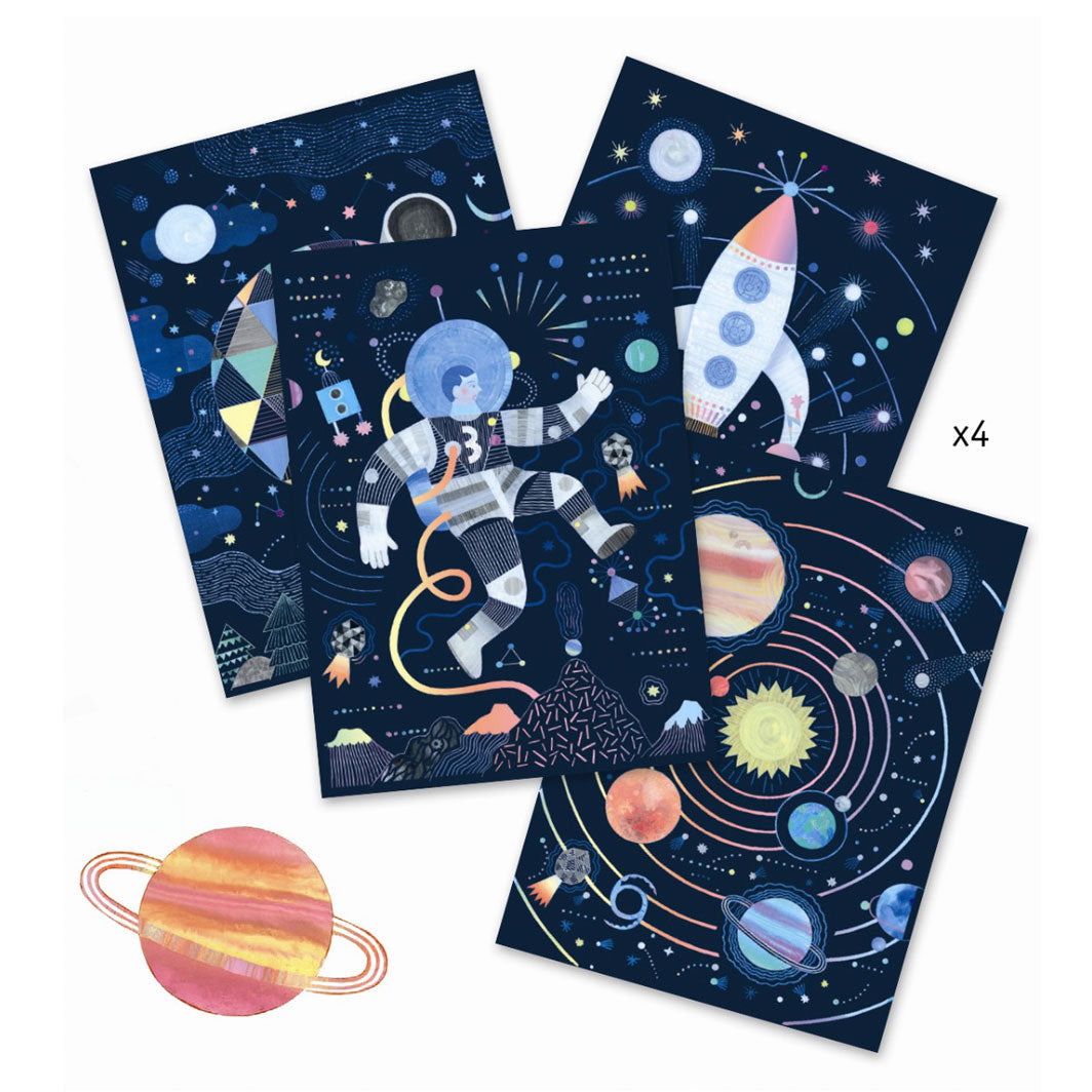 Djeco scratch kort, Rummet - vist udpakket