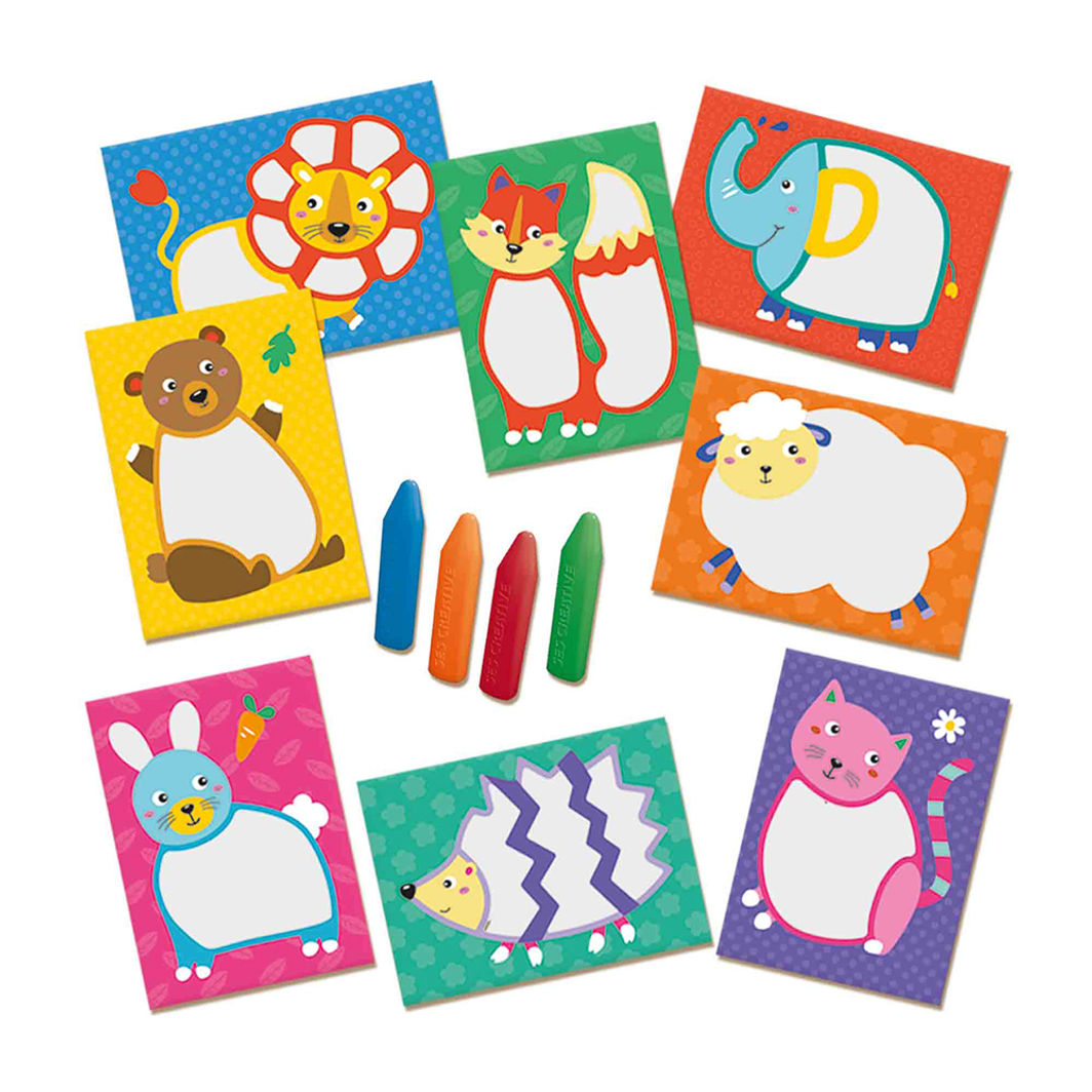 SES Creative Mit første kreative sæt, Farvekridt og dyrekort - Fra 1-4 år